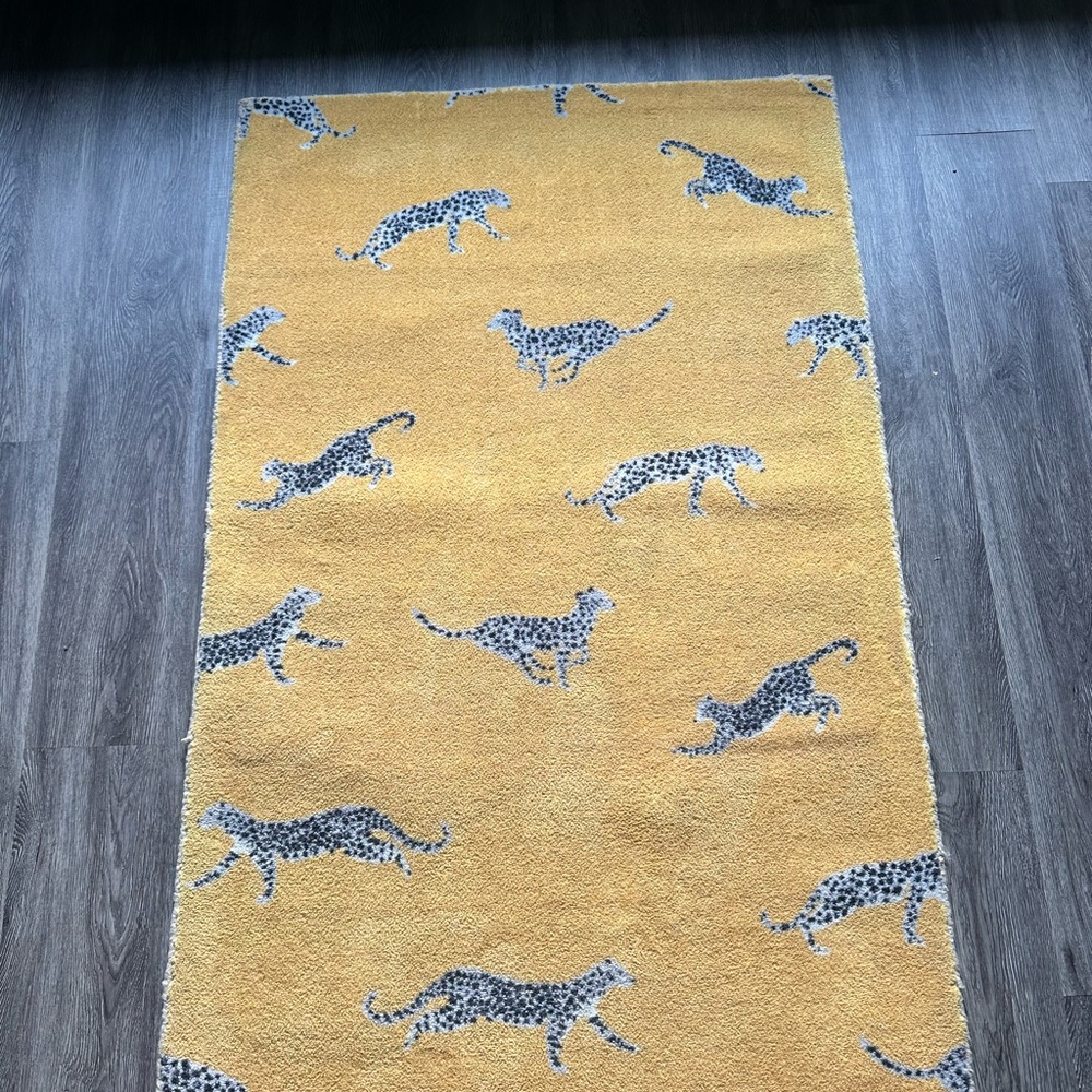 Anthropologie Yellow Leopard Rug